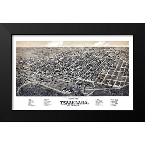 Texarkana Texas - Wellge 1888 Black Modern Wood Framed Art Print by Wellge
