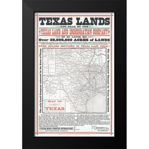Texas Lands Sale - Woodworth Black Modern Wood Framed Art Print by Woodward