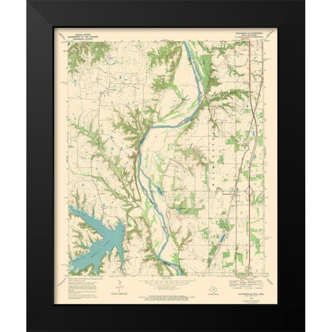 Thackerville Texas Oklahoma Quad - USGS 1968 Black Modern Wood Framed Art Print by USGS