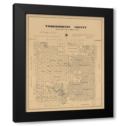 Throckmorton County Texas - Walsh 1880 Black Modern Wood Framed Art Print by Walsh