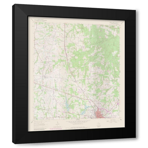 Teague North Texas Quad - USGS 1963 Black Modern Wood Framed Art Print with Double Matting by USGS