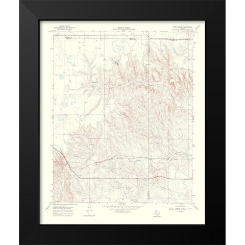 Tody School Texas Quad - USGS 1970 Black Modern Wood Framed Art Print by USGS