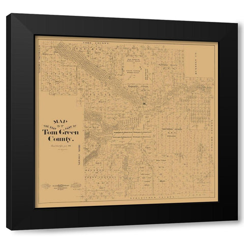Tom Green County East Texas - McGaughey 1894 Black Modern Wood Framed Art Print with Double Matting by McGaughey