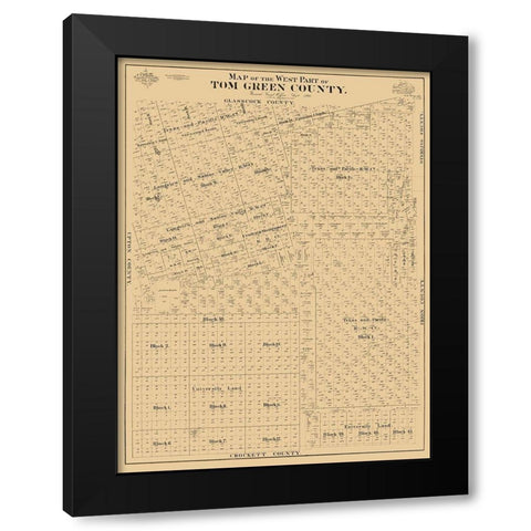 Tom Green County West - McCaughy 1894 Black Modern Wood Framed Art Print with Double Matting by McCaughy