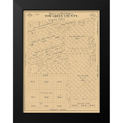Tom Green County West - McCaughy 1894 Black Modern Wood Framed Art Print by McCaughy
