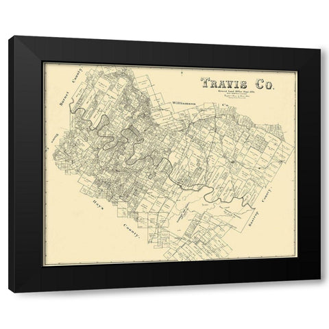Travis Texas Landowner - Land Office 1894 Black Modern Wood Framed Art Print with Double Matting by Land Office