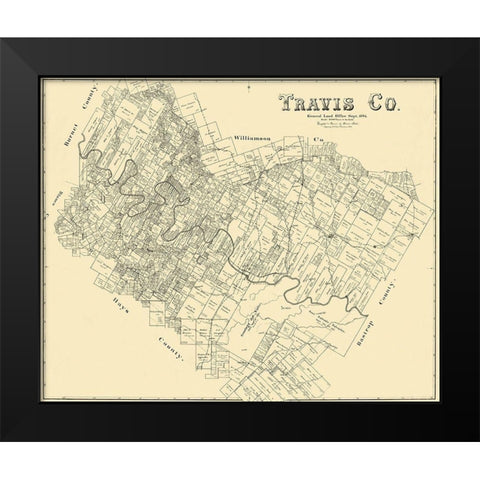 Travis Texas Landowner - Land Office 1894 Black Modern Wood Framed Art Print by Land Office