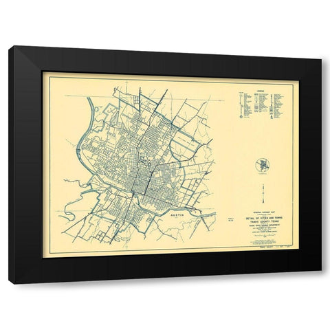 Travis Texas Highway - Highway Dept 1936 Black Modern Wood Framed Art Print with Double Matting by Highway Dept