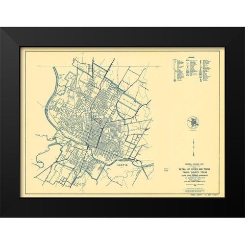 Travis Texas Highway - Highway Dept 1936 Black Modern Wood Framed Art Print by Highway Dept