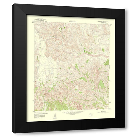 Troublesome Creek Texas Quad - USGS 1960 Black Modern Wood Framed Art Print with Double Matting by USGS