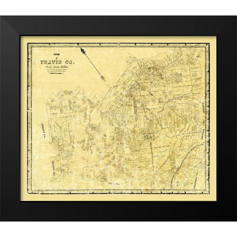 Travis County Texas - Rosenberg 1861 Black Modern Wood Framed Art Print by Rosenberg