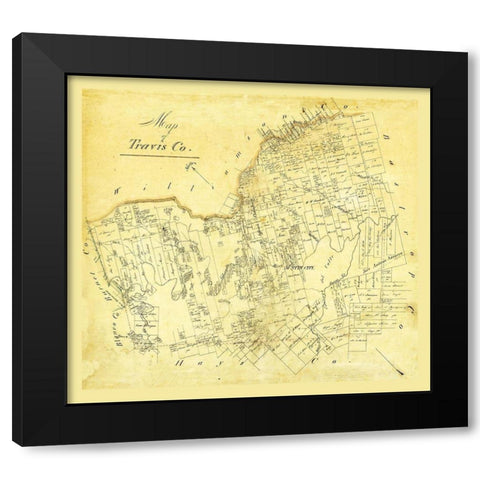 Travis County Texas Black Modern Wood Framed Art Print with Double Matting by Unknown