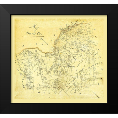 Travis County Texas Black Modern Wood Framed Art Print by Unknown
