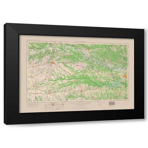 Texarkana Texas Quad - USGS 1954 Black Modern Wood Framed Art Print with Double Matting by USGS
