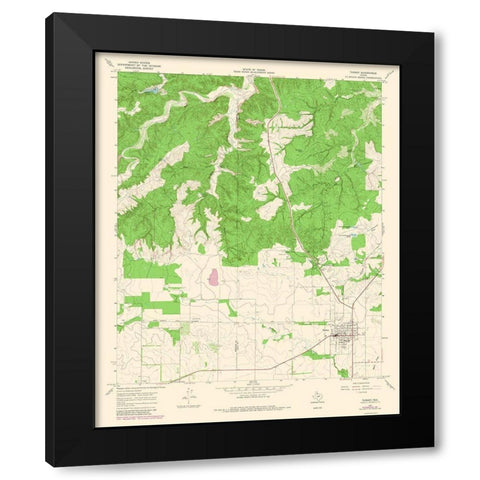 Turkey Texas Quad - USGS 1967 Black Modern Wood Framed Art Print with Double Matting by USGS