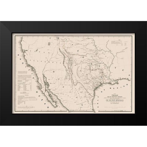 Texas - Adjacent Countries - Emory 1844 Black Modern Wood Framed Art Print by Emory