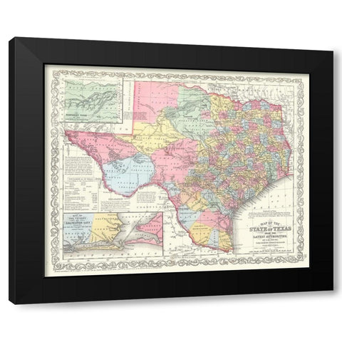 State of Texas - Young 1850 Black Modern Wood Framed Art Print by Young