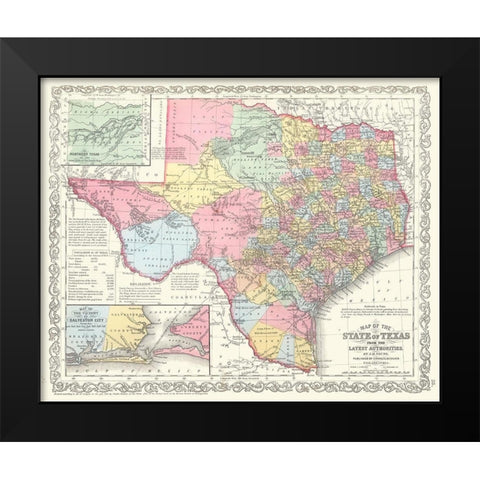State of Texas - Young 1850 Black Modern Wood Framed Art Print by Young