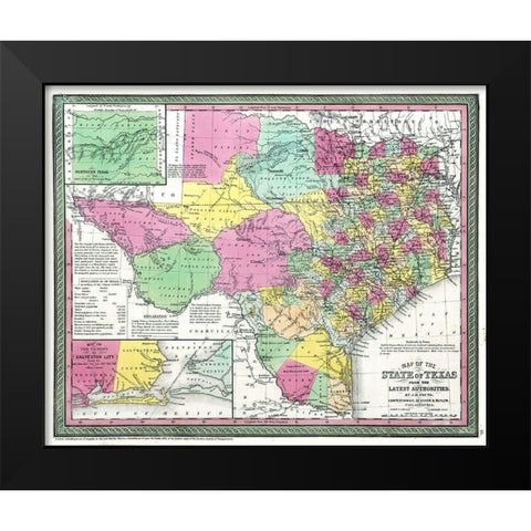 Texas - Young 1850 Black Modern Wood Framed Art Print by Young