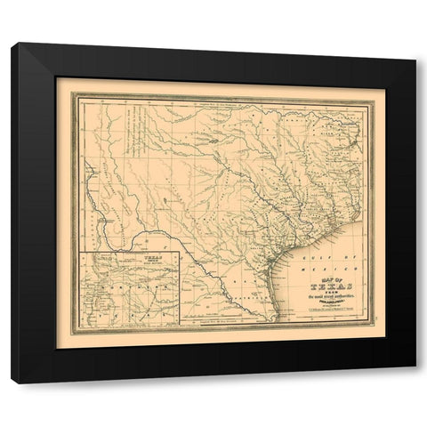 Texas - Williams 1845 Black Modern Wood Framed Art Print with Double Matting by Williams