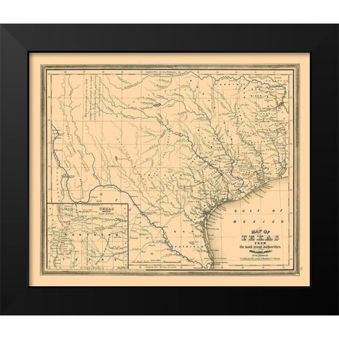 Texas - Williams 1845 Black Modern Wood Framed Art Print by Williams