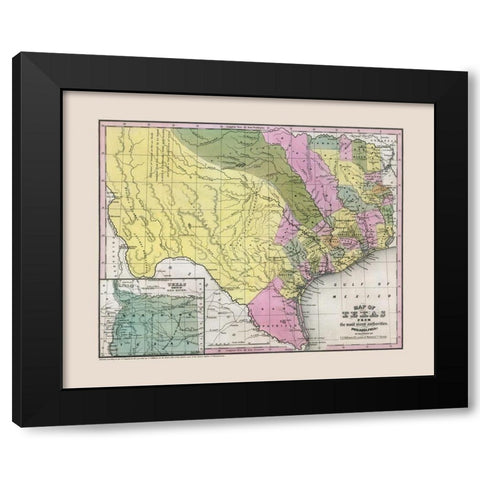 South East Texas - Williams 1845 Black Modern Wood Framed Art Print by Williams