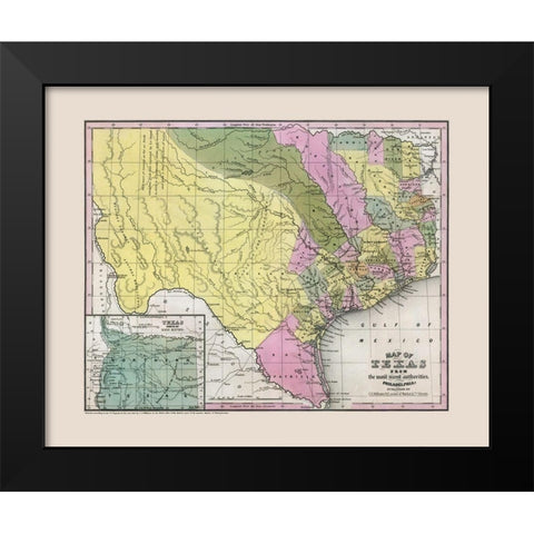 South East Texas - Williams 1845 Black Modern Wood Framed Art Print by Williams