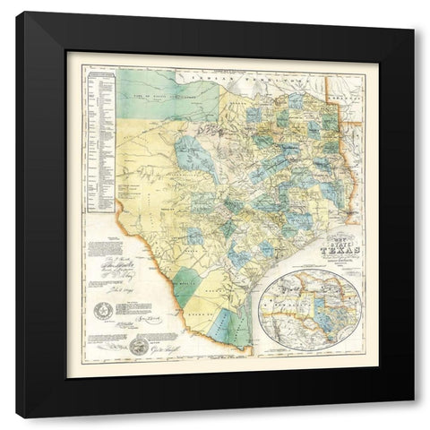 Texas - Creuzbaur 1854 Black Modern Wood Framed Art Print by Creuzbaur