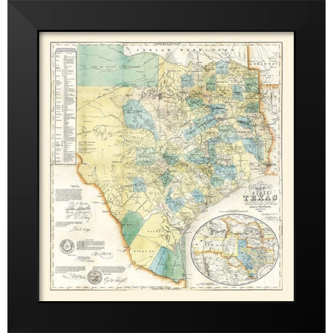 Texas - Creuzbaur 1854 Black Modern Wood Framed Art Print by Creuzbaur