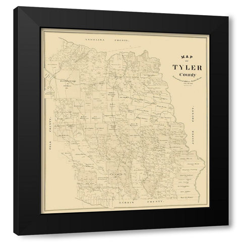 Tyler County Texas -1898 Black Modern Wood Framed Art Print with Double Matting by Unknown