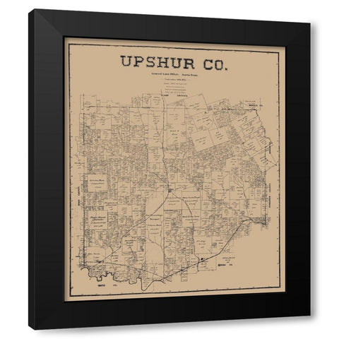 Upshur County Texas - Pressler 1897 Black Modern Wood Framed Art Print by Pressler