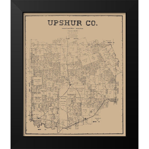 Upshur County Texas - Pressler 1897 Black Modern Wood Framed Art Print by Pressler