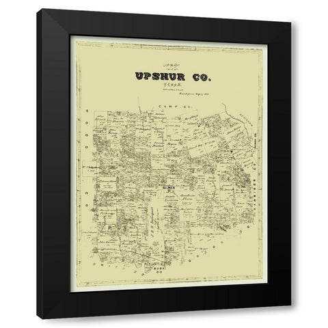 Upshur County Texas -1873 Black Modern Wood Framed Art Print with Double Matting by Unknown