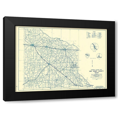 Van Zandt Texas - Highway Dept 1936 Black Modern Wood Framed Art Print with Double Matting by Highway Dept