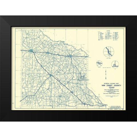 Van Zandt Texas - Highway Dept 1936 Black Modern Wood Framed Art Print by Highway Dept