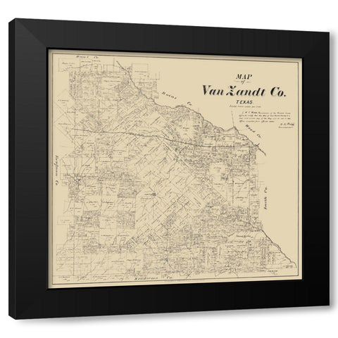Van Zandt County Texas - Walsh 1884 Black Modern Wood Framed Art Print by Walsh