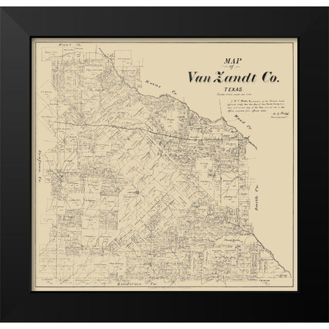 Van Zandt County Texas - Walsh 1884 Black Modern Wood Framed Art Print by Walsh