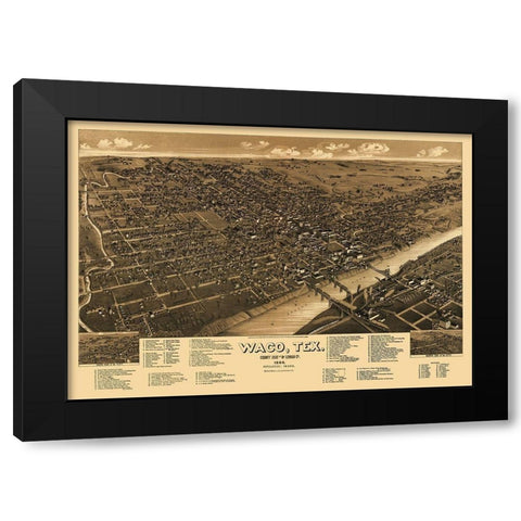 Waco Texas - Wellge 1886 Black Modern Wood Framed Art Print by Wellge