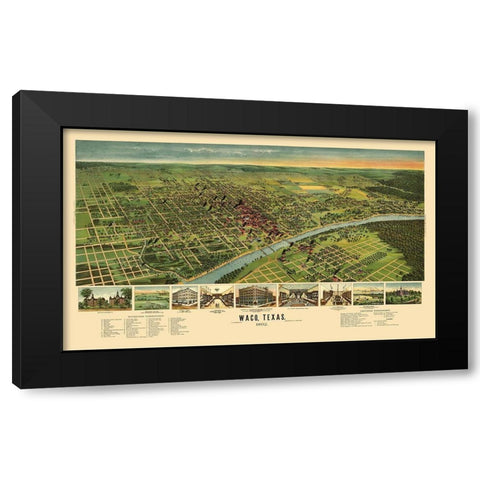 Waco Texas - Ension 1892 Black Modern Wood Framed Art Print by Ension