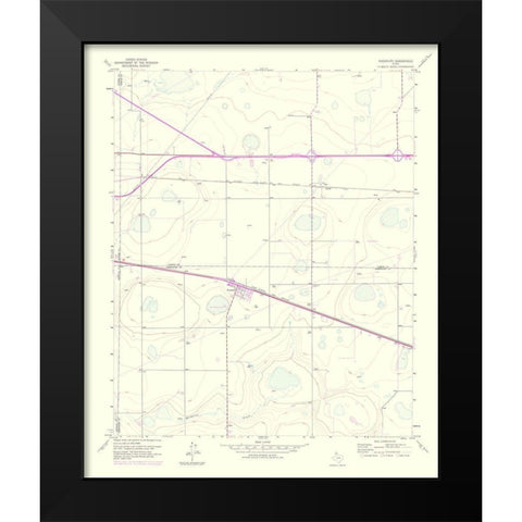 Washburn Texas Quad - USGS 1975 Black Modern Wood Framed Art Print by USGS