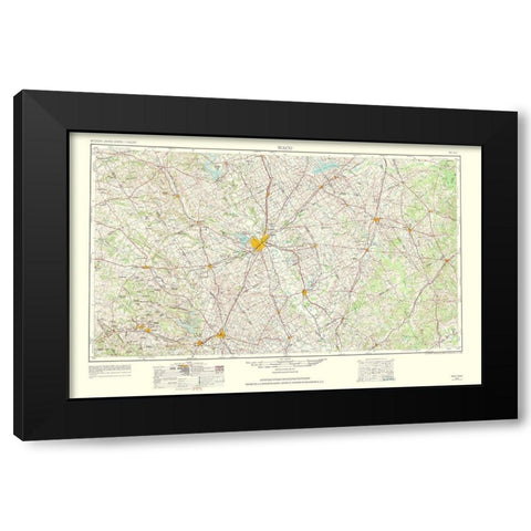 Waco Texas Quad - USGS 1964 Black Modern Wood Framed Art Print with Double Matting by USGS