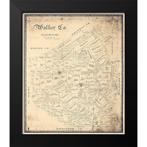 Walker County Texas - Sweeney 1889 Black Modern Wood Framed Art Print by Sweeney