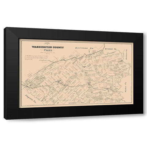 Washington County Texas - Walsh 1879 Black Modern Wood Framed Art Print with Double Matting by Walsh