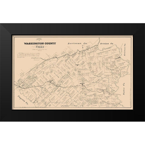 Washington County Texas - Walsh 1879 Black Modern Wood Framed Art Print by Walsh