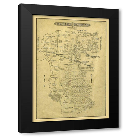 Waller County Texas - Blau 1880 Black Modern Wood Framed Art Print with Double Matting by Blau