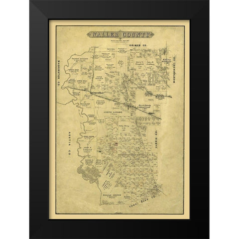 Waller County Texas - Blau 1880 Black Modern Wood Framed Art Print by Blau