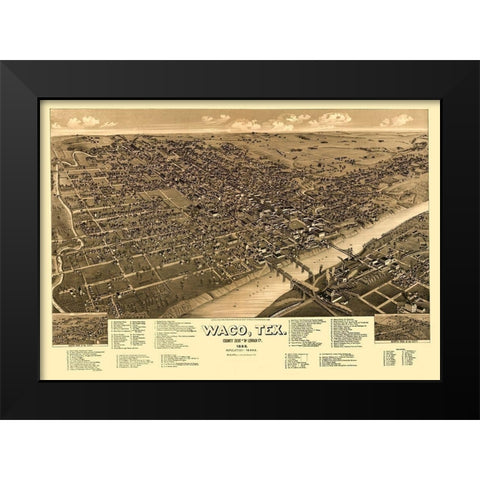Waco Texas - Beck 1886 Black Modern Wood Framed Art Print by Beck