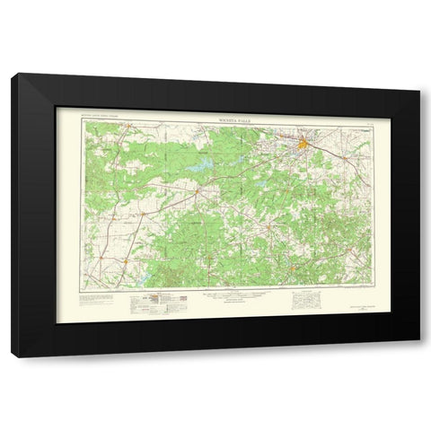 Wichita Falls Texas Oklahoma Quad - USGS 1966 Black Modern Wood Framed Art Print with Double Matting by USGS