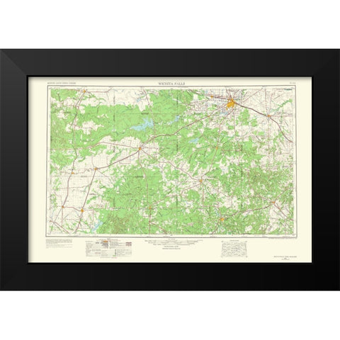 Wichita Falls Texas Oklahoma Quad - USGS 1966 Black Modern Wood Framed Art Print by USGS