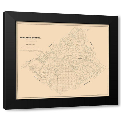 Wharton County Texas - Walsh 1880 Black Modern Wood Framed Art Print with Double Matting by Walsh
